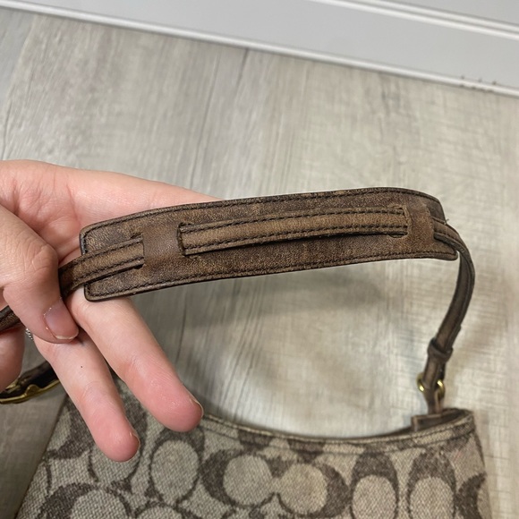 Coach Wool Jacquard Hobo Shoulder Bag Brown Wool Logo - Picture 3 of 7